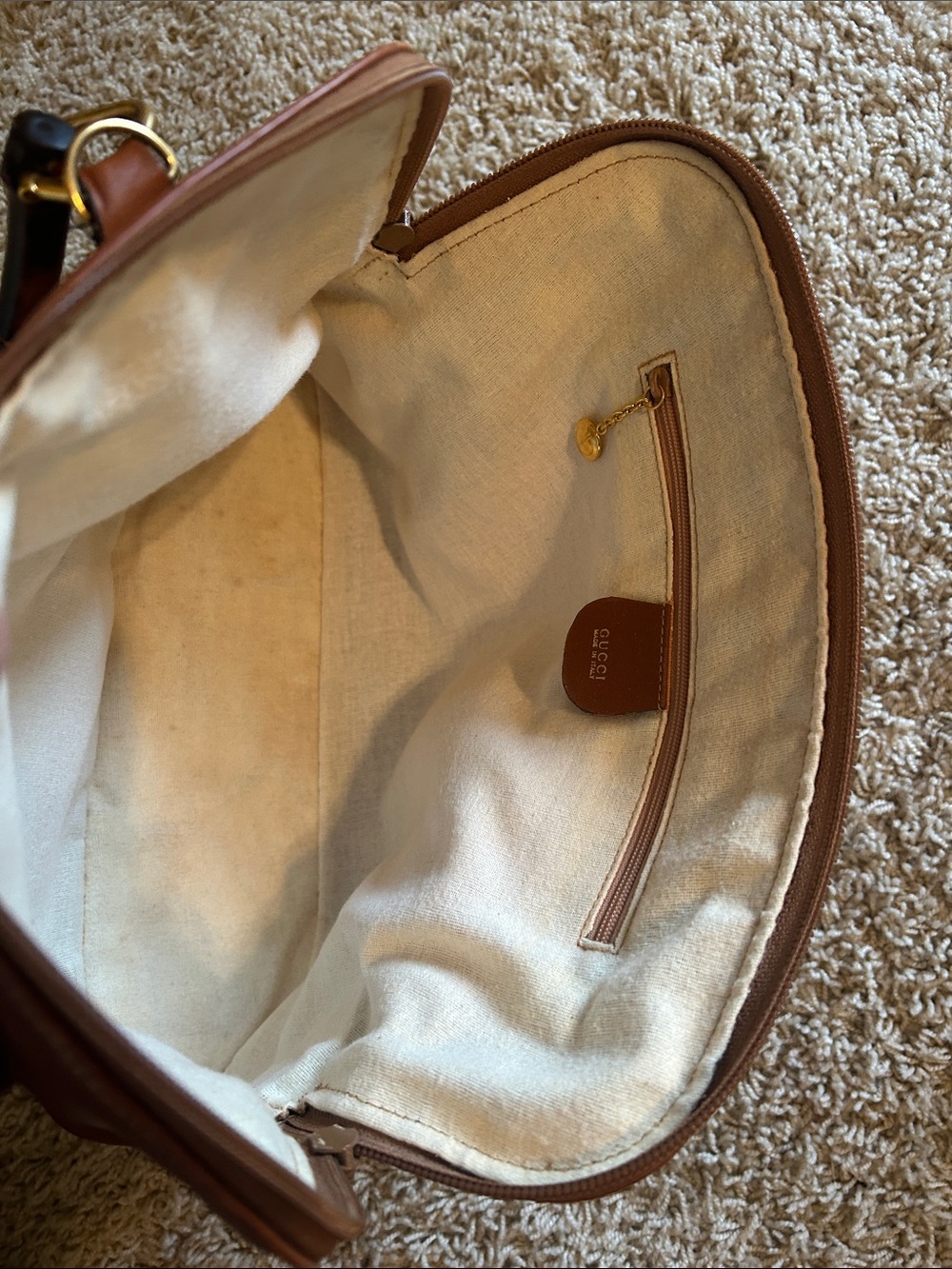 Gucci Bamboo Brown Leather Two Way Shoulder Hand Bag- Gorgeous! - Picture 8 of 11